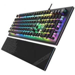 AULA L2098 Wired Mechanical Keyboard 104 Crystal Blue Switch Buttons With 4 Media Knob Backlight Control Keyboard For Professional