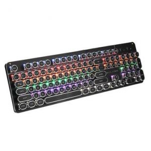 104 Keys Mechanical Keyboard Wired White Backlit Retro Black Switch Gaming Keyboard