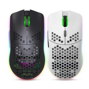 HXSJ T66 2.4Ghz Wireless Mouse 800-3600DPI Honeycomb Hollow Lightweight RGB Lighting Rechargeable Mouse Laptop Desktop Mouse For H