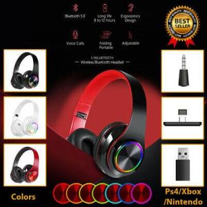 Wireless Gaming Headset With Mic For PS4 PC 7LED MAC Headphones Super Bass BT5.0
