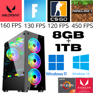 bigstore computers AMD Gaming PC Vega 8 GPU, Valorant, Fortnite, Minecraft, CS:GO, GTA5