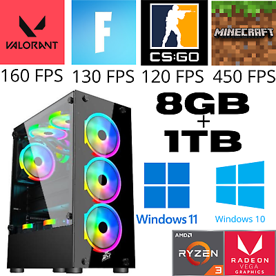 bigstore computers AMD Gaming PC Vega 8 GPU, Valorant, Fortnite, Minecraft, CS:GO, GTA5
